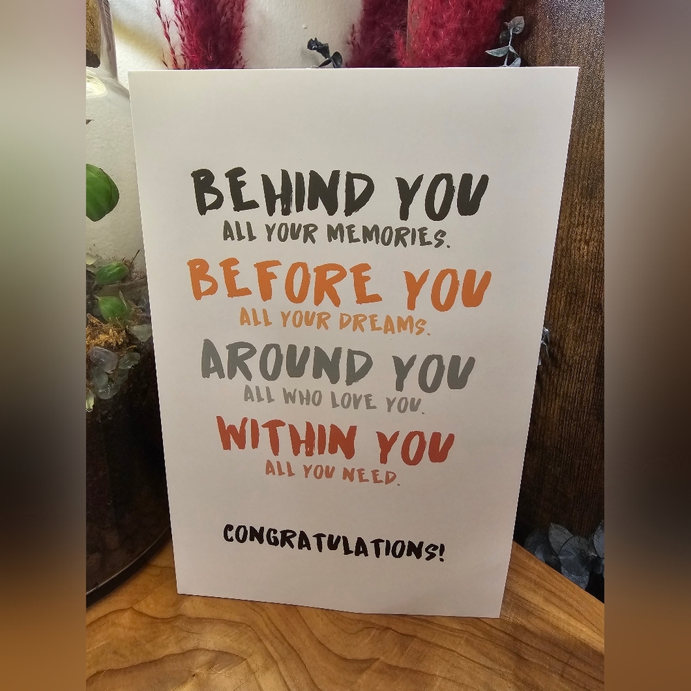Inspirational Greeting Card with Orange and Gray Text